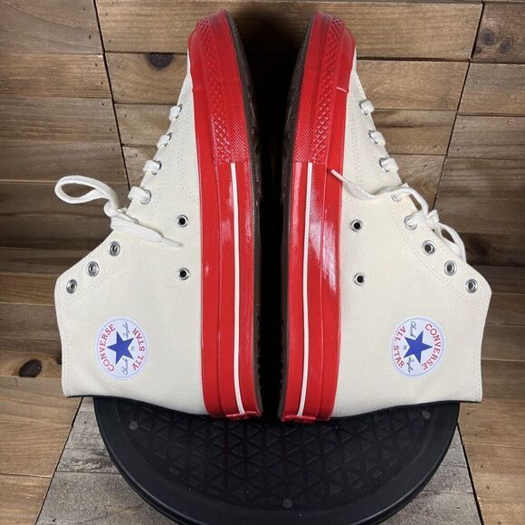 Converse Chuck Taylor All-Star 70 Hi CDG PLAY White Red Mens Sz 10 Womens Sz 12 - Picture 9 of 10